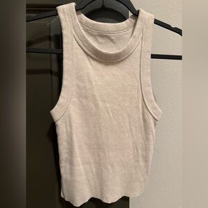 Aerie Cream Ribbed Tank Top